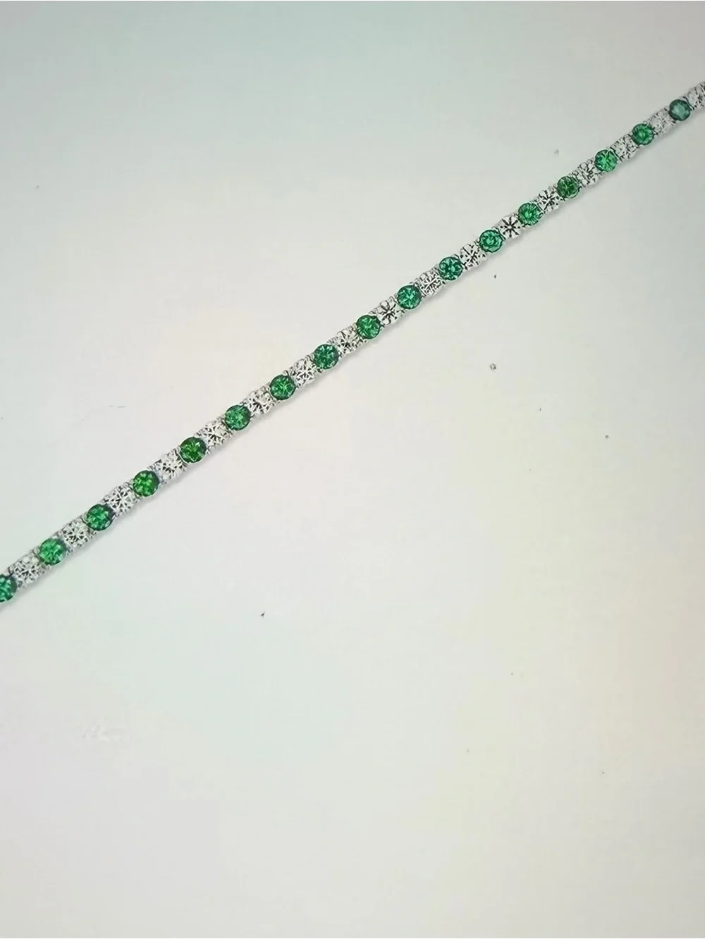Lab Created Emerald and White Sapphire Tennis Bracelet - Women Jewelry Sterling